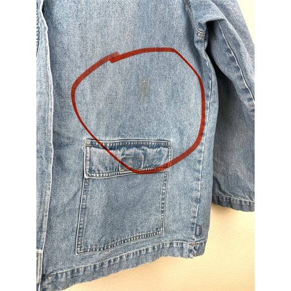 Y2K 90s Vintage Womens Jacket Sz XL Oversized Zip Denim Hoodie Utility Workwear - Picture 3 of 12